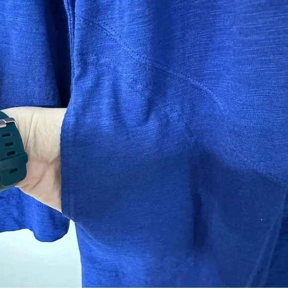 Chico's The Ultimate Tee Cotton Slub Cardigan Royal Blue Long Sleeve Size S GUC - Picture 6 of 7